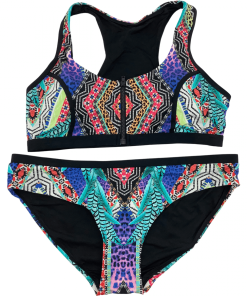 Aqua Blu Women’s Bathing Suit / Bikini Style Swim Suit / Aztec Pattern / Size 12